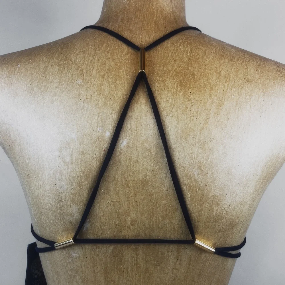 Vince Camuto 1 Piece Black Swimsuit with Gold Hardware Detail - Picture 6 of 10